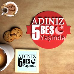 Kişiye Özel "Adınız X Yaşında" Doğum Günü Damgası | Ay Yıldız Temalı